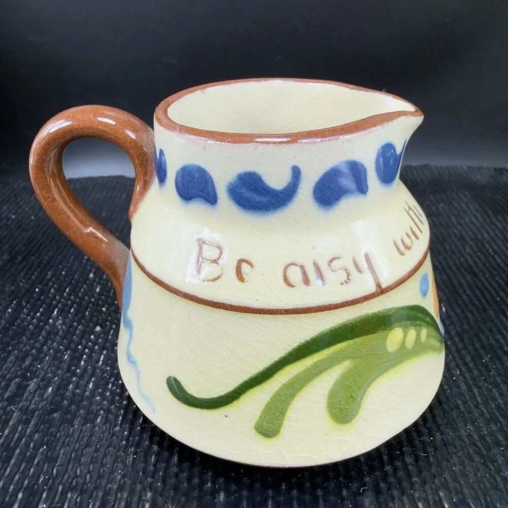 Watcombe Torquay Pottery Small Pitcher‎ Creamer Motto Ware England Handpainted